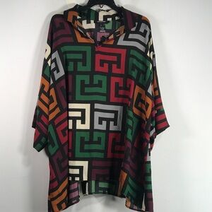 Ashley Stewart Greek Print V-Neck Blouse, Women's Size 14/16 - Multicolor